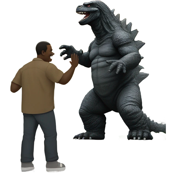 Godzilla high fiving King Kong ￼ emoji