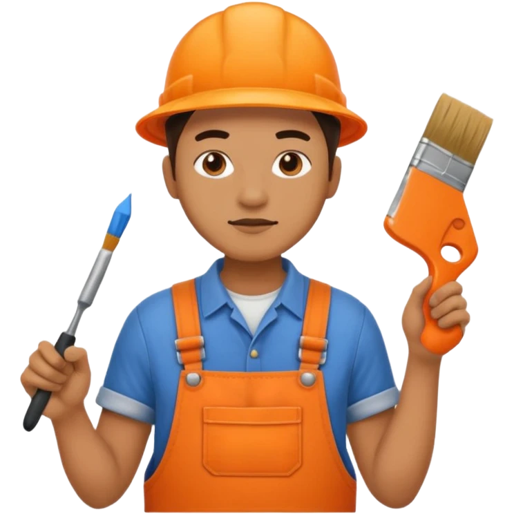 painter in orange overalls standing emoji