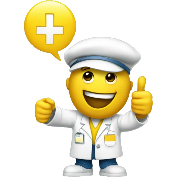 Yellow pharmacist with thumbs up for success flow.  emoji