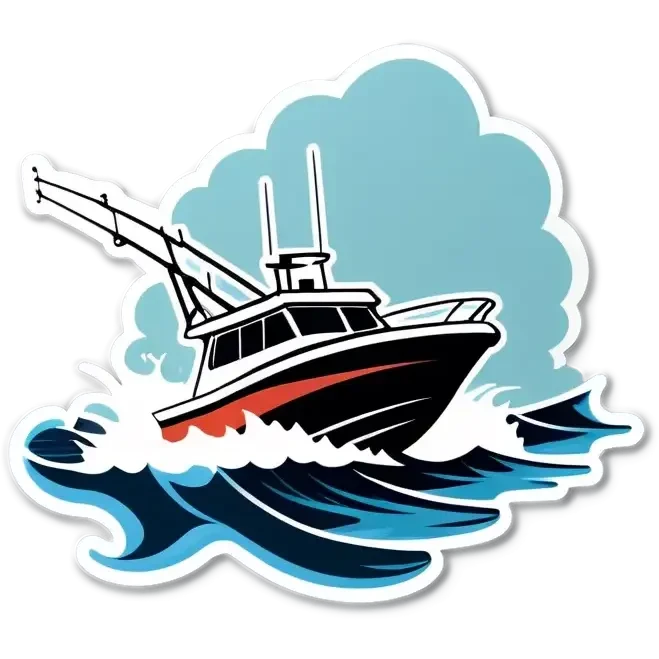 sport fishing boat over wave emoji