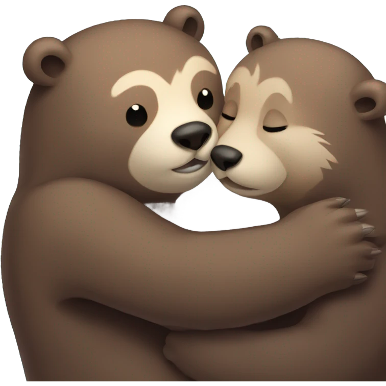 Bear hugging otter emoji