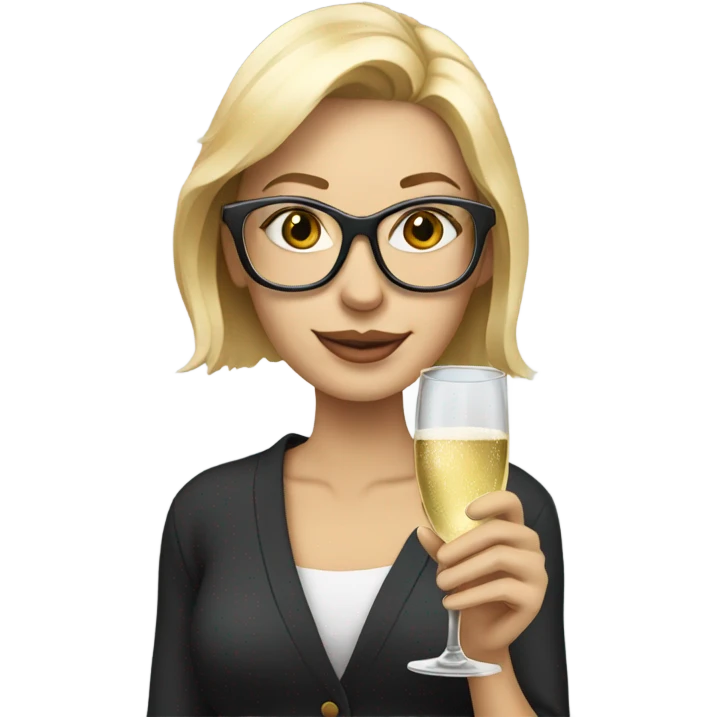 Blonde with glasses drinking champagne  emoji