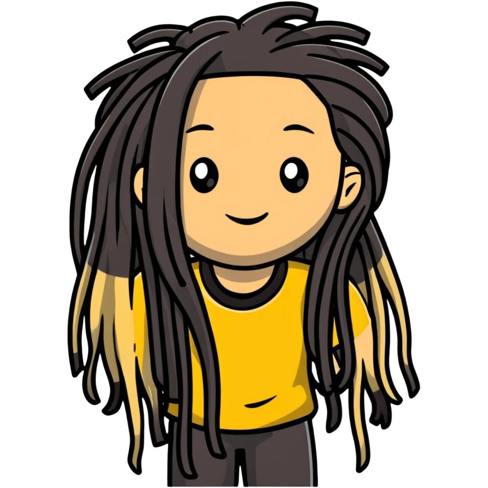 Some one with long dreads black and blonde tips emoji