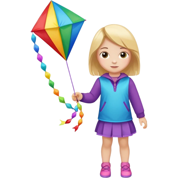 little girl kid with kite emoji