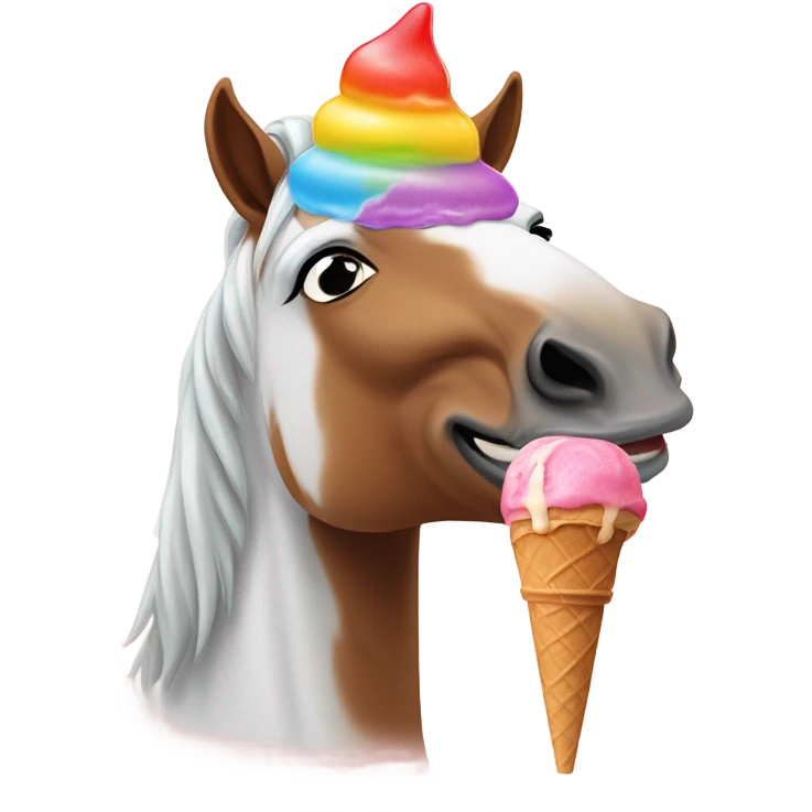 Horse eating ice cream emoji