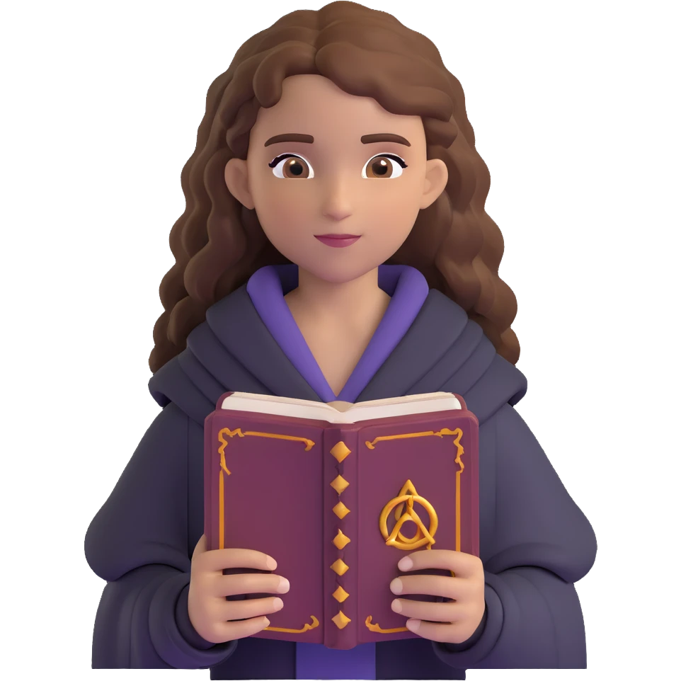 Hermione Granger with spellbook emoji