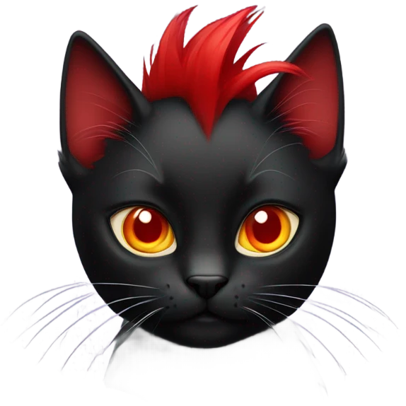 Black cat, red, mohawk, red eyes ￼ emoji