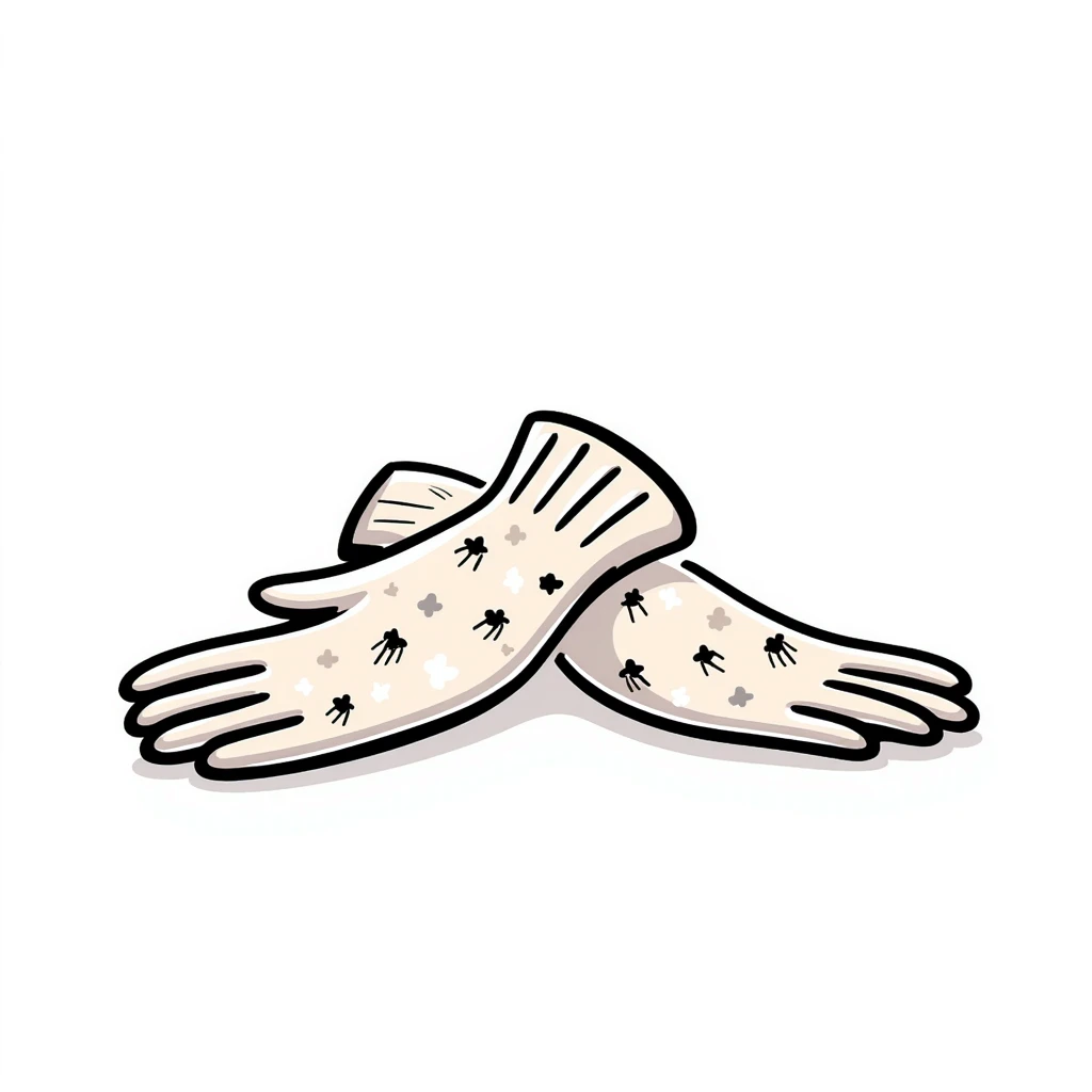 Garden gloves with floral pattern in pastel colors (dd9fb0, ffc6d3, a3bfc9, c4bee2, f1b091), hand-drawn doodle style emoji
