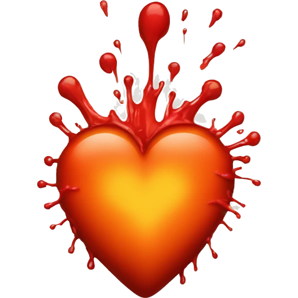 bleeding red heart glowing red-orange emoji