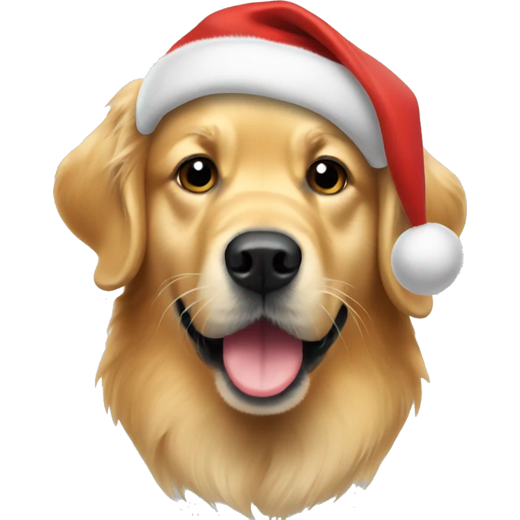 golden retriever in christmas hat emoji
