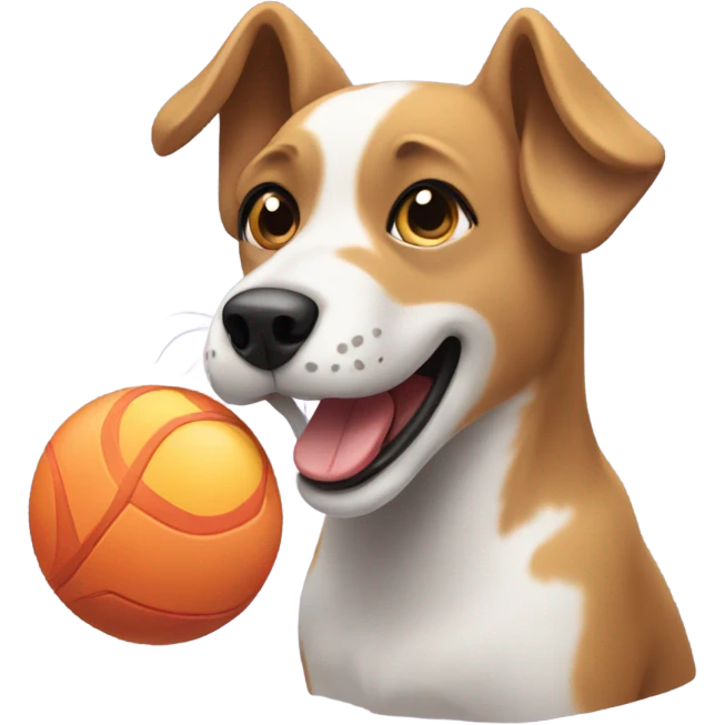 A dog playing with a toy emoji