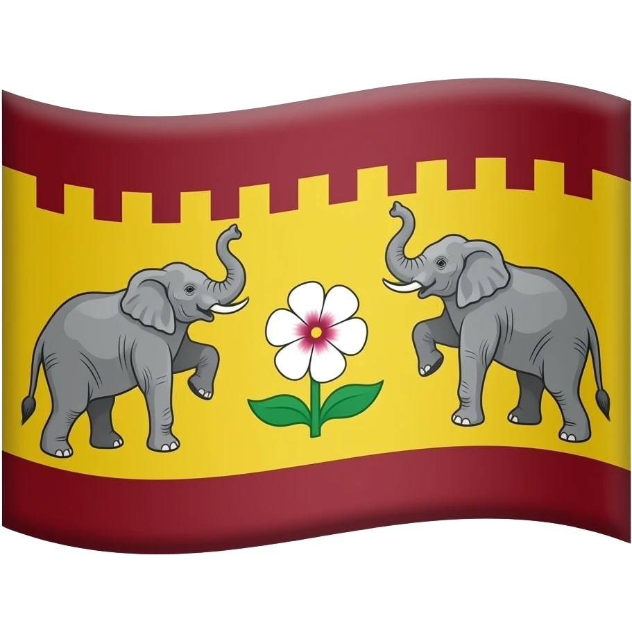 𝐀 𝐟𝐥𝐚𝐠 𝐞𝐦𝐨𝐣𝐢, 𝐬𝐭𝐚𝐫𝐭𝐢𝐧𝐠 𝐰𝐢𝐭𝐡 𝐝𝐚𝐫𝐤 𝐫𝐞𝐝 𝐚𝐭 𝐭𝐨𝐩 , 𝐲𝐞𝐥𝐥𝐨𝐰 𝐢𝐧 𝐭𝐡𝐞 𝐦𝐢𝐝𝐝𝐥𝐞, 𝐚𝐧𝐝 𝐚𝐠𝐚𝐢𝐧 𝐝𝐚𝐫𝐤 𝐫𝐞𝐝 𝐚𝐭 𝐛𝐨𝐭𝐭𝐨𝐦. 𝐈𝐧 𝐭𝐡𝐞 𝐲𝐞𝐥𝐥𝐨𝐰 𝐩𝐨𝐫𝐭𝐢𝐨𝐧, 𝐩𝐥𝐚𝐜𝐞 𝐭𝐰𝐨 𝐞𝐥𝐞𝐩𝐡𝐚𝐧𝐭𝐬 𝐥𝐢𝐟𝐭𝐢𝐧𝐠 𝐢𝐭𝐬 𝐭𝐰𝐨 𝐥𝐞𝐠𝐬 𝐥𝐢𝐤𝐞 𝐰𝐢𝐬𝐡𝐢𝐧𝐠 𝐬𝐨𝐦𝐞𝐨𝐧𝐞. 𝐈 𝐛𝐞𝐭𝐰𝐞𝐞𝐧 𝐭𝐡𝐞 𝐞𝐥𝐞𝐩𝐥𝐚𝐧𝐭𝐬 𝐩𝐥𝐚𝐜𝐞 𝐀𝐋𝐁𝐈𝐙𝐈𝐀 𝐉𝐔𝐋𝐈𝐁𝐑𝐈𝐒𝐒𝐍 𝐟𝐥𝐨𝐰𝐞𝐫 emoji