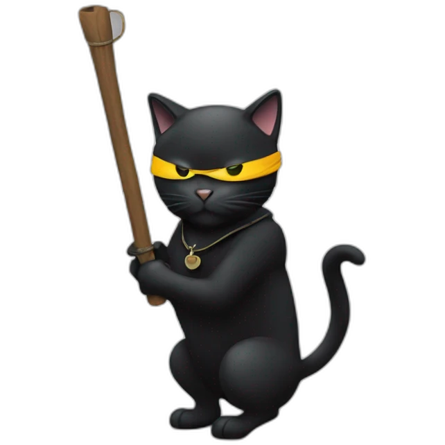 A black cat as a thief thief with blindfold emoji