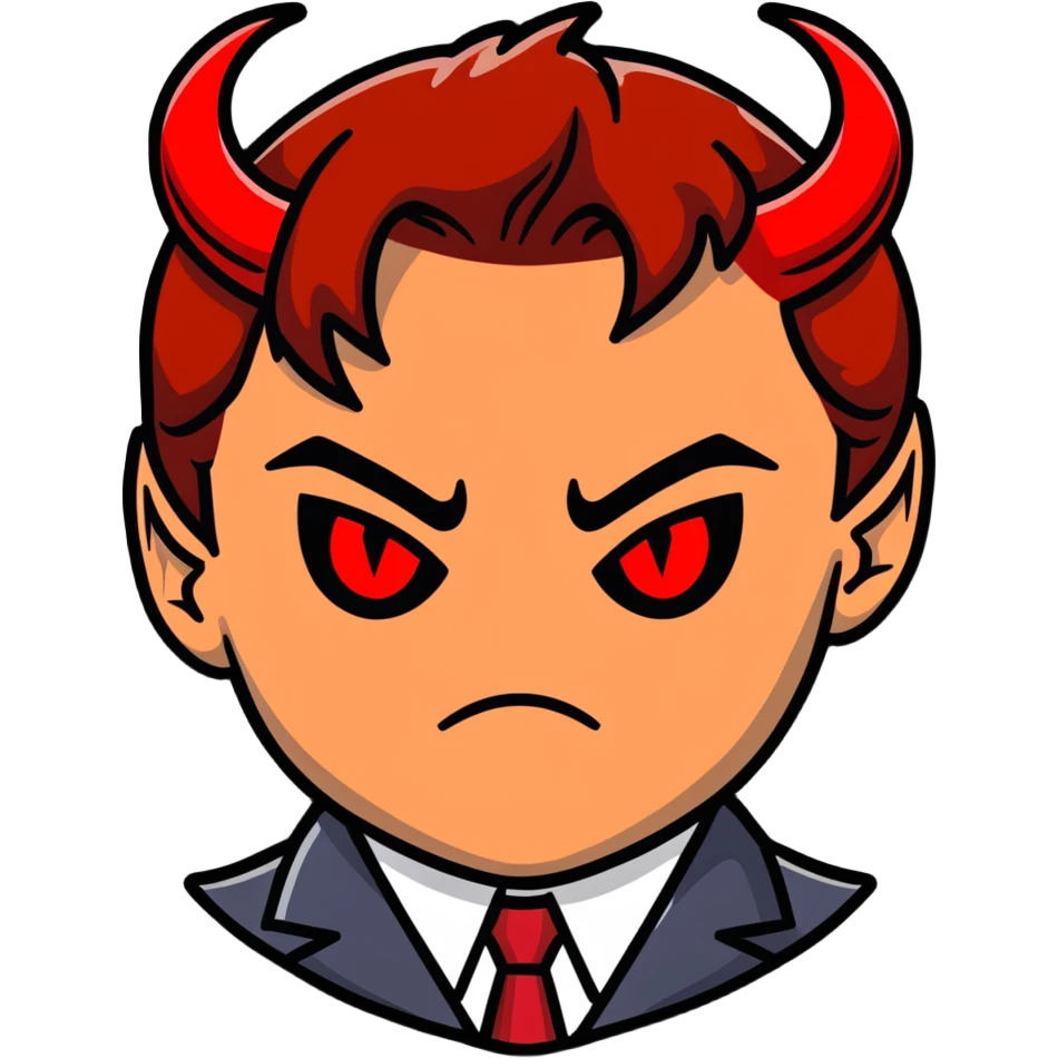Leonardo DiCaprio devil avatar with red eyes and horns emoji