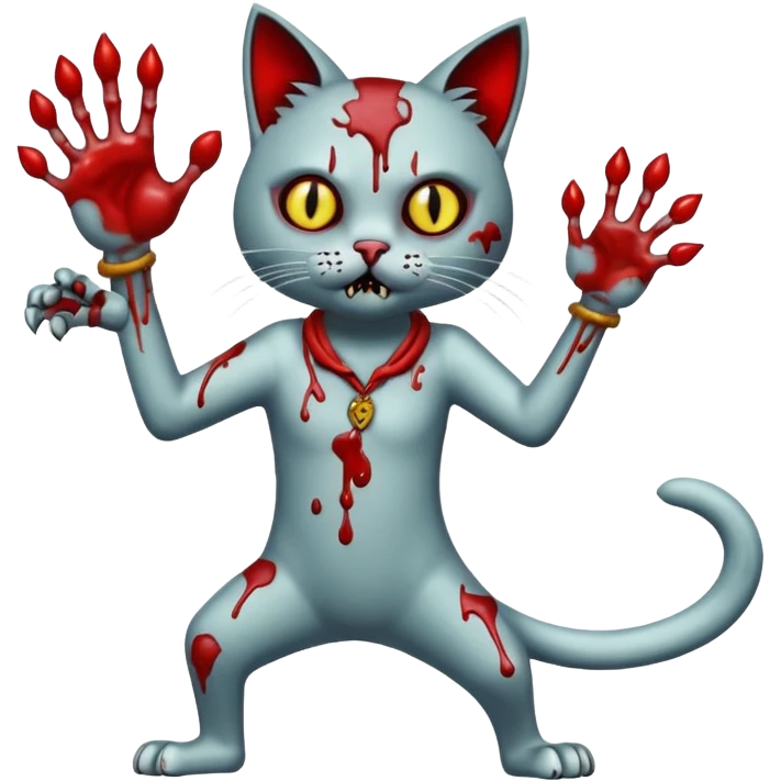 bloody zombie cat full body with action pose emoji