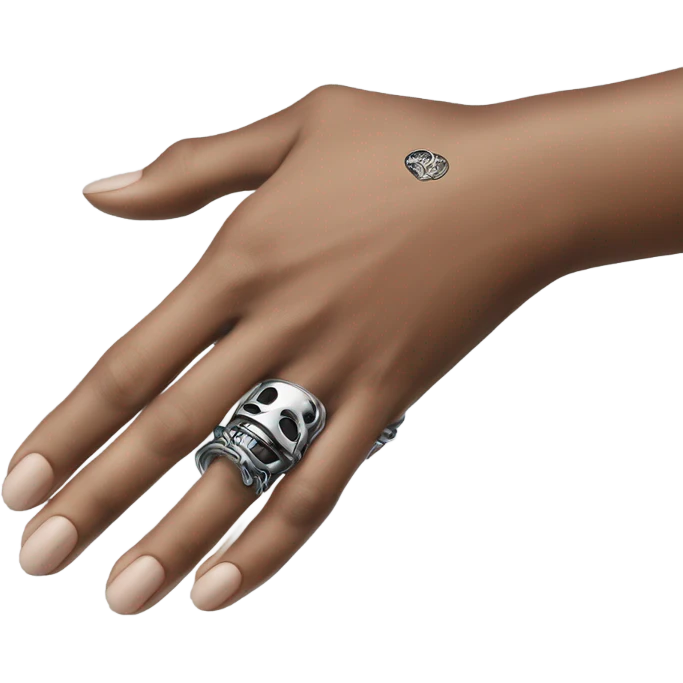 Hand full of chrome hearts rings  emoji