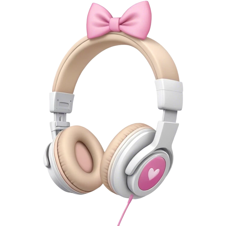 White headphones with pink bow emoji