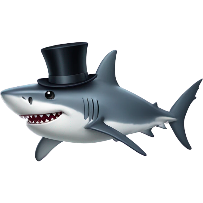 Shark with a top hat emoji