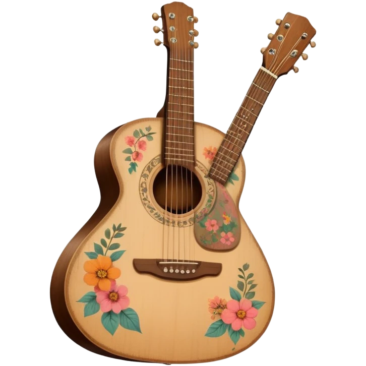 acoustic guitar with delicate indie girl aesthetic emoji