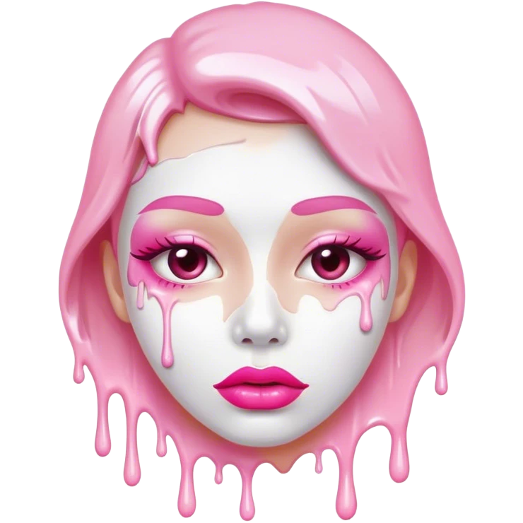 Lots of white paint dripping off Floating pink glossy lips emoji