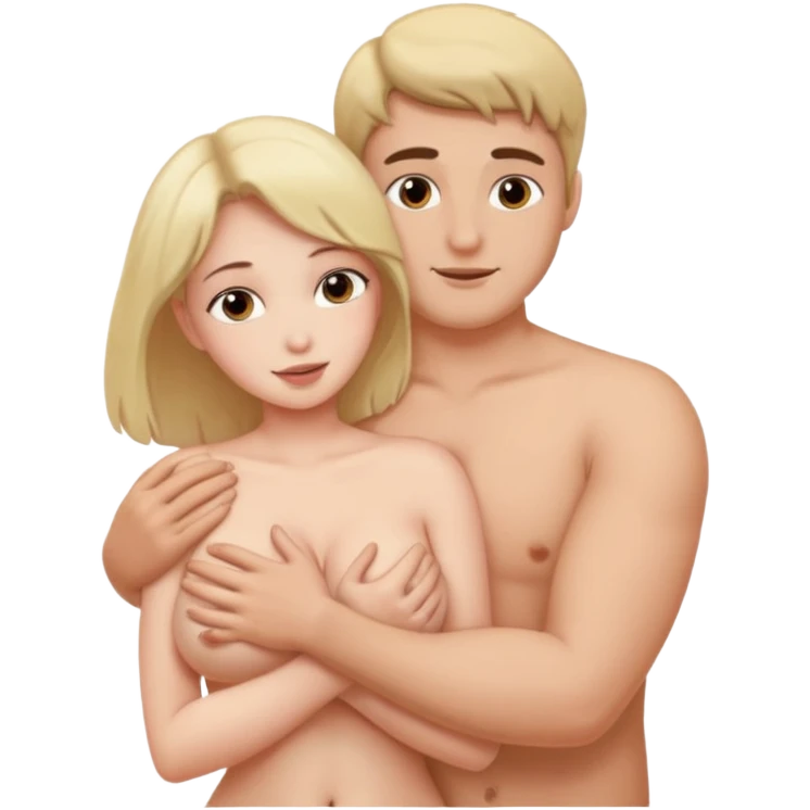 an naked girl with huge tits and naked guy emoji