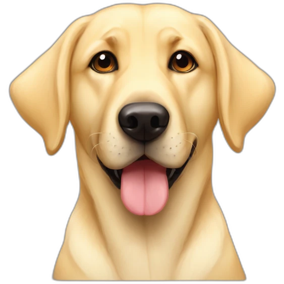 Light yellow lab half floppy ear half stand up ear  German shepherd face mutt chubby face emoji
