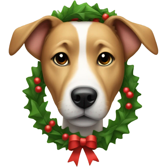 Dog wearing a Christmas wreath round its neck emoji