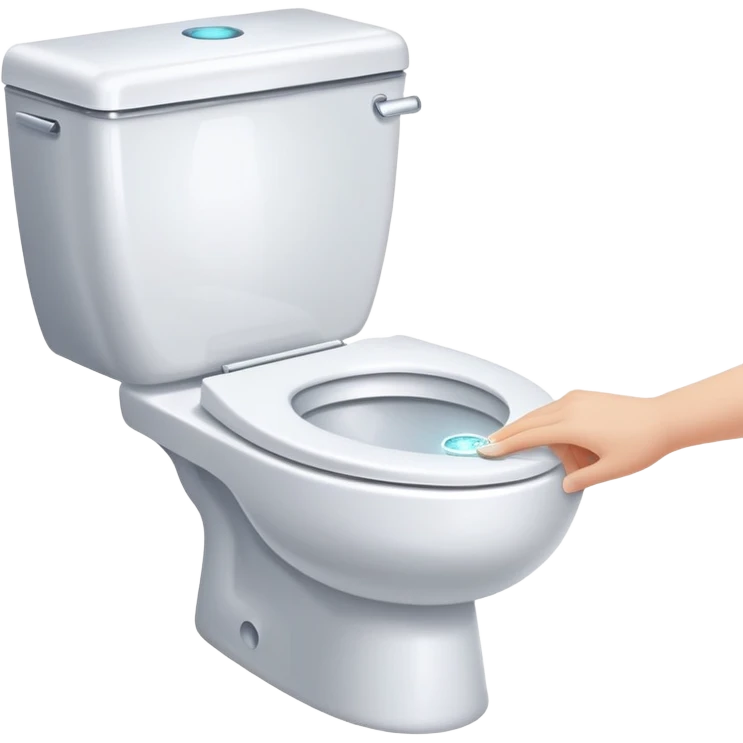 hand about to press the flush button on a sparkling clean toilet, simple and clear emoji