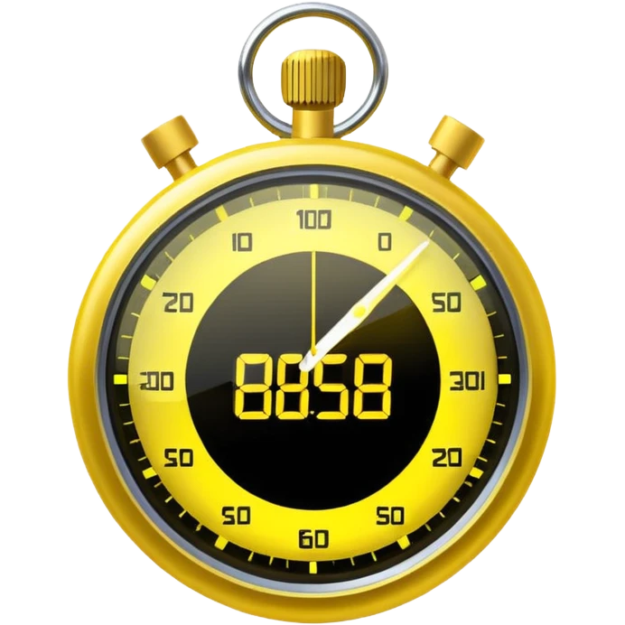 A yellow hologram of a stopwatch emoji