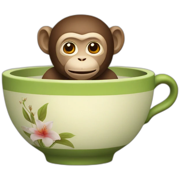 tea bowl with a monkey emoji