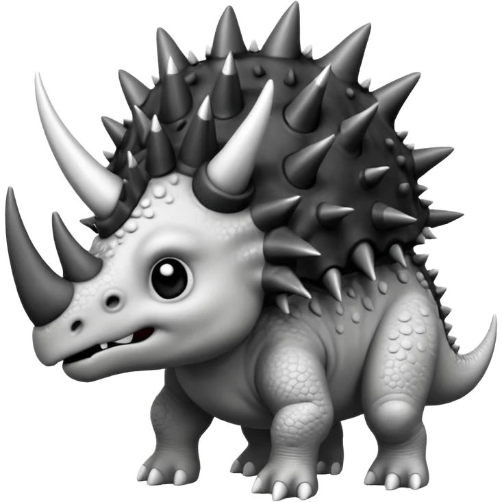 cute triceratops angry, black and white emoji