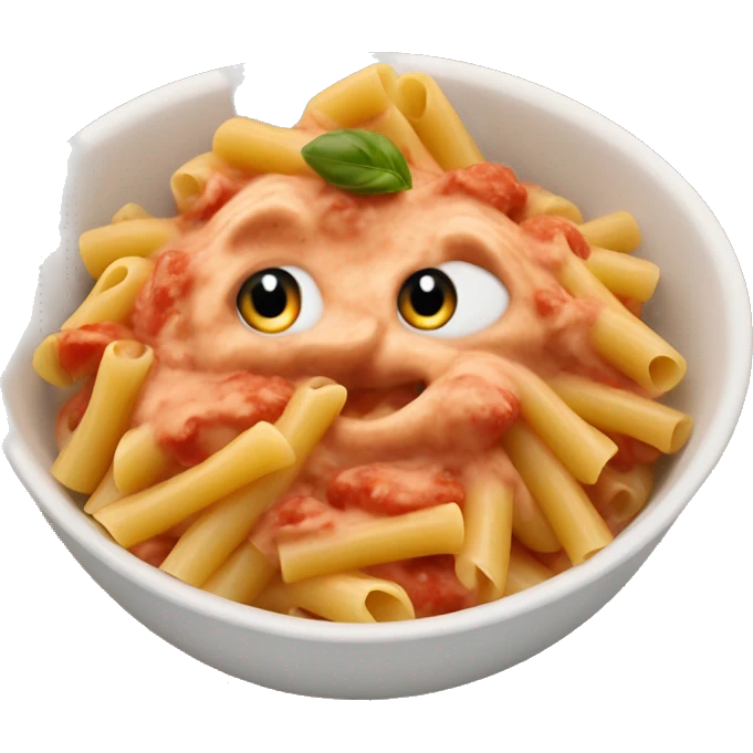 Pasta with tomato cream sauce in bowl emoji