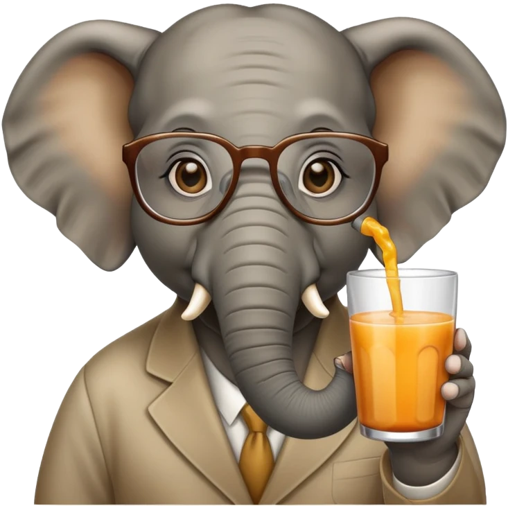 elephant with glasses and drinking juice  emoji