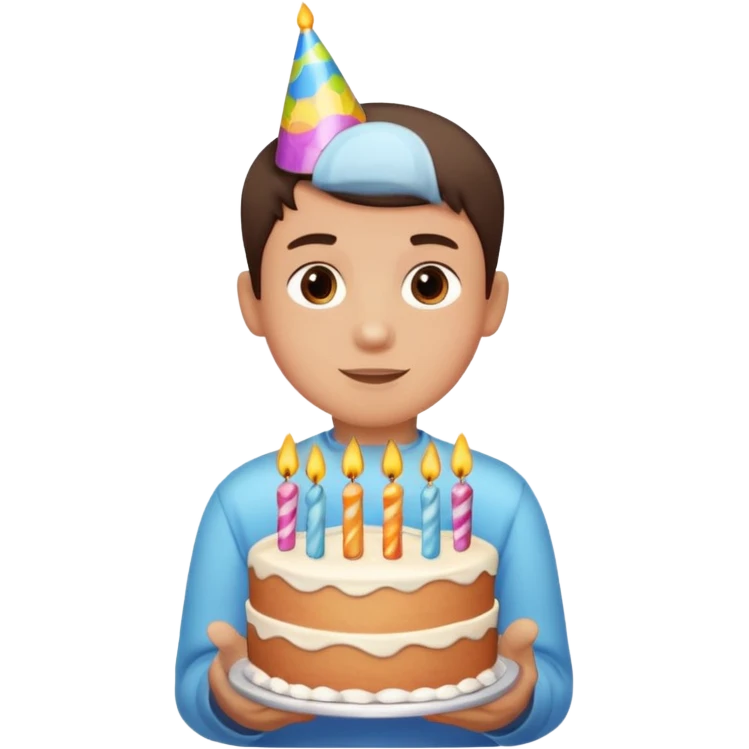 boy with birthday cake without the candles emoji