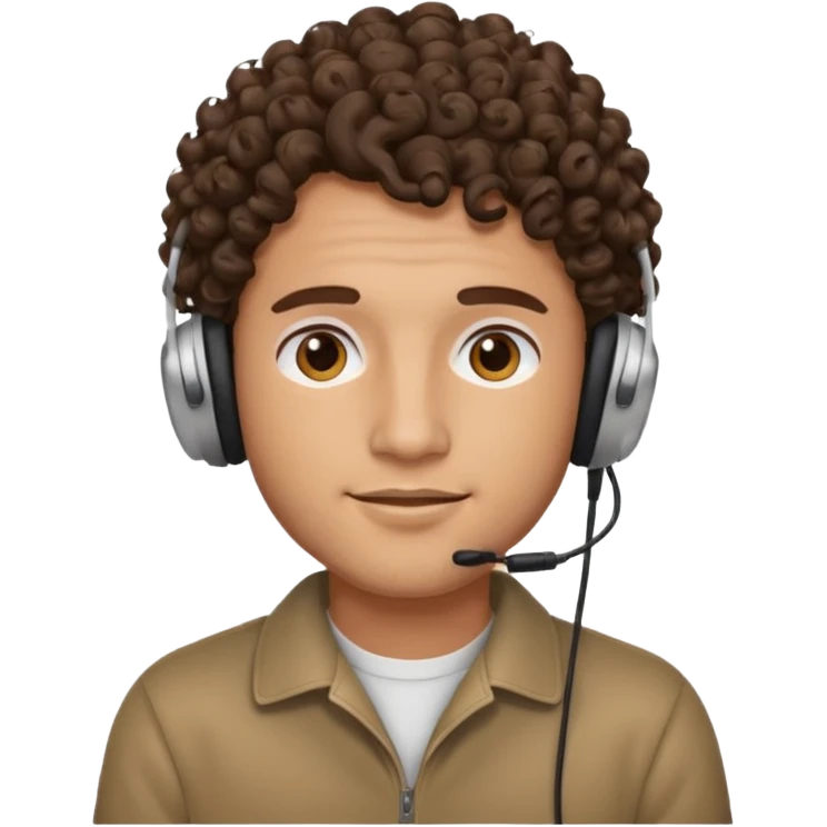 curly hair man wearing headphones emoji