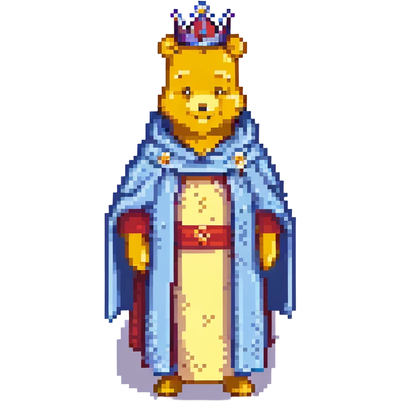 Winnie the Pooh depicted as an emperor emoji
