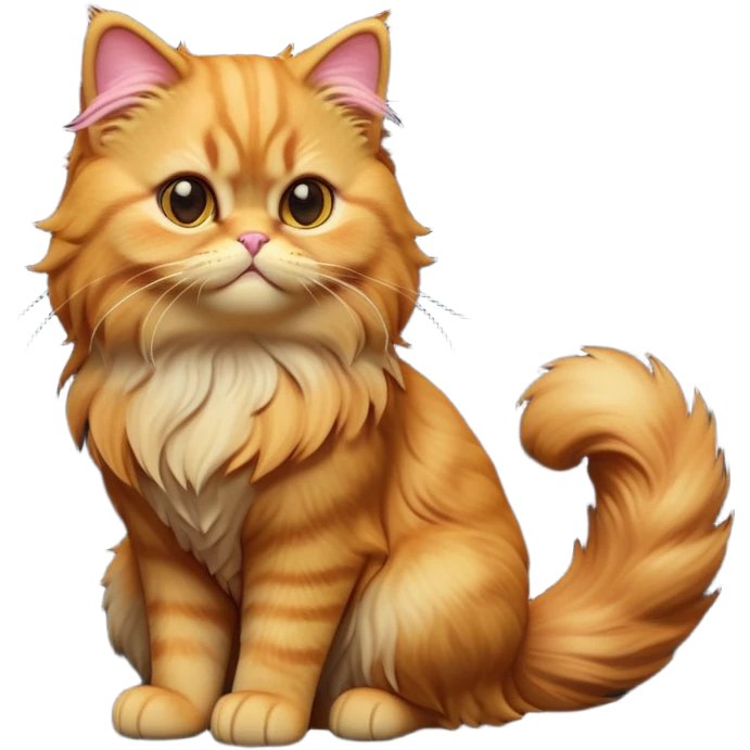 cinematic-[ginger persian cat]-realistic-full-body-sitting-emoji,-tail-curled-playfully-around-its-paws,-head-tilted-dramatically,-fluffy-[ginger]-fur,-simplified-yet-realistic-focused-features,-highly-detailed,-glowing-with-an-almost-sarcastic-glow emoji