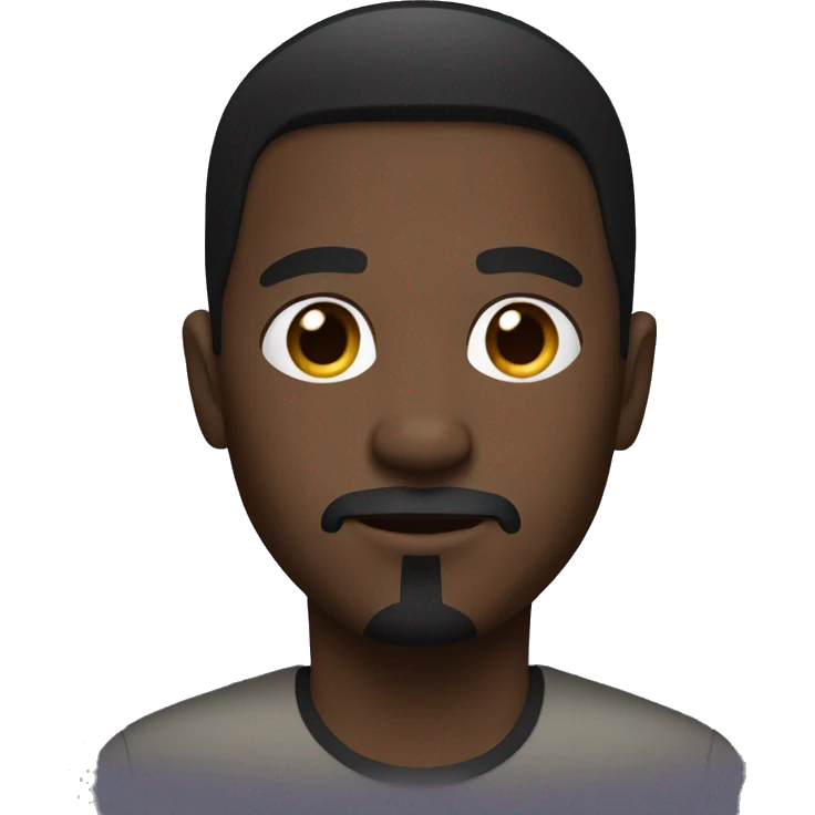 Black short hair, goatee, dark skin emoji