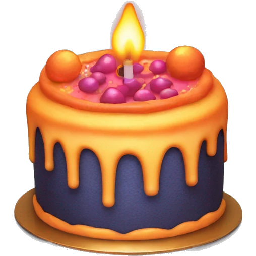 cake emoji with glowing flaming candl emoji