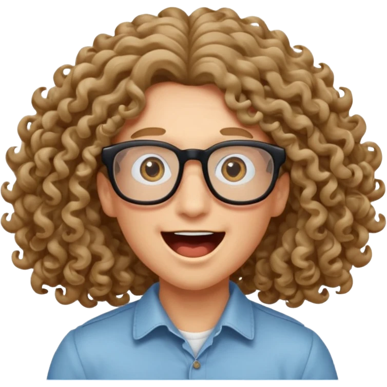 bungee jumping face only with hair flying long curly hair and glassess emoji