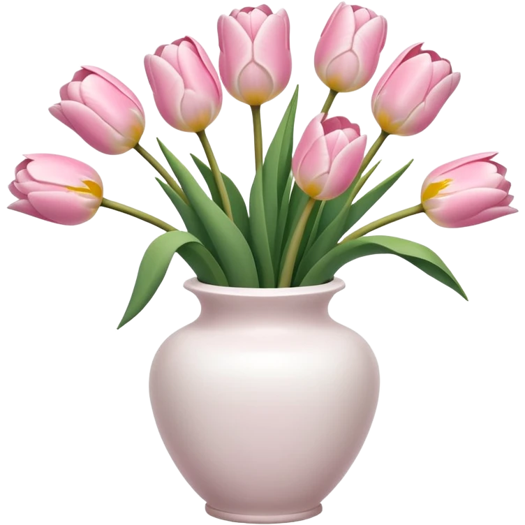 Light pink tulips in white vase emoji