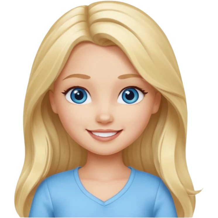 Bratz Cloe Blonde long hair blue eyes, Light blue outfit emoji