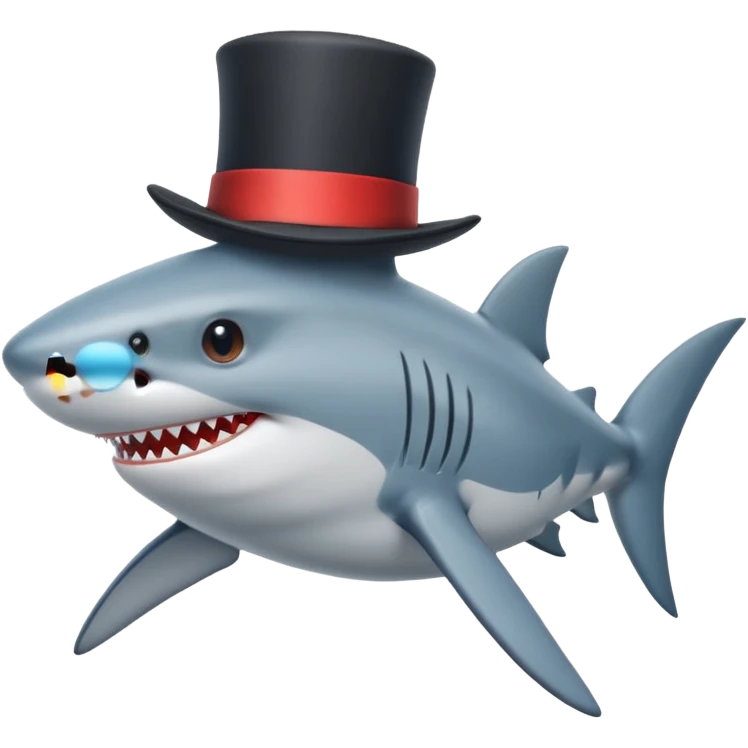 Shark with a top hat emoji