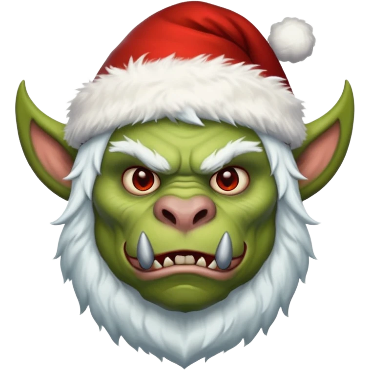 Fantasy Christmas orc beast tamer icon, winter wildlands theme, animal fur details, primal strong face, snowy wilderness atmosphere, stylized emoji portrait, male/female variant
 emoji
