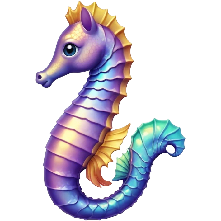 Cinematic Realistic Cute Sea Horse Portrait Emoji, Head tilted playfully and inquisitively, featuring a delicate, curvaceous form with intricately rendered, iridescent scales and a charming, expressive face with round, sparkling eyes full of gentle curiosity, high shine, affectionate and whimsical, styled with a touch of aquatic magic, soft glowing outline, capturing the essence of a mischievous yet lovable sea horse that seems poised to flutter out of the screen into your embrace! emoji