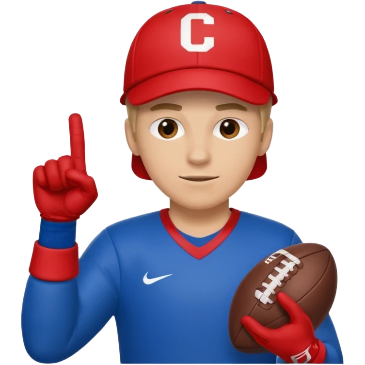  #1 glove first finger up football fan in blue (#00A3E0) and red (#F9423A)  emoji