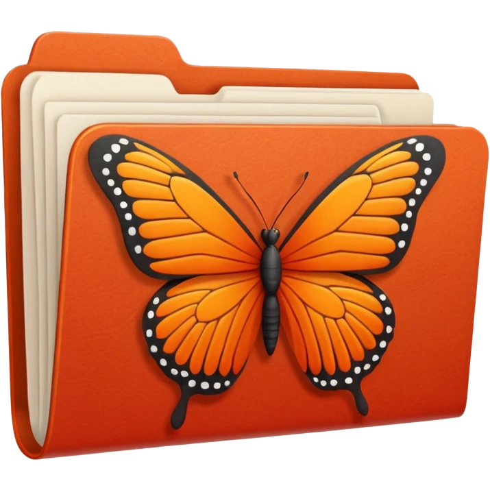 red and orange file folder with butterfly on the cover emoji