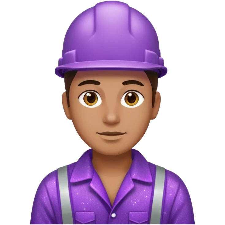 industrial worker wearing purple glittery clothes emoji