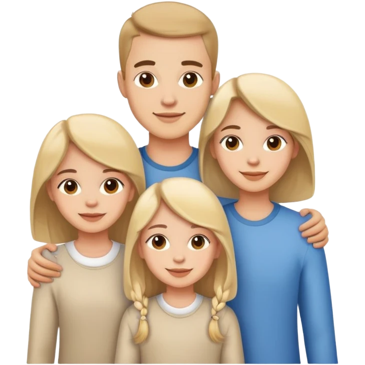 brother with two sisters, happy family portrait emoji
