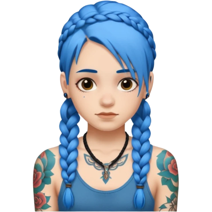 blue hair with braids and tattoos emoji